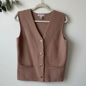 Carolyn Taylor Dusty Mauve Knit Button Vest